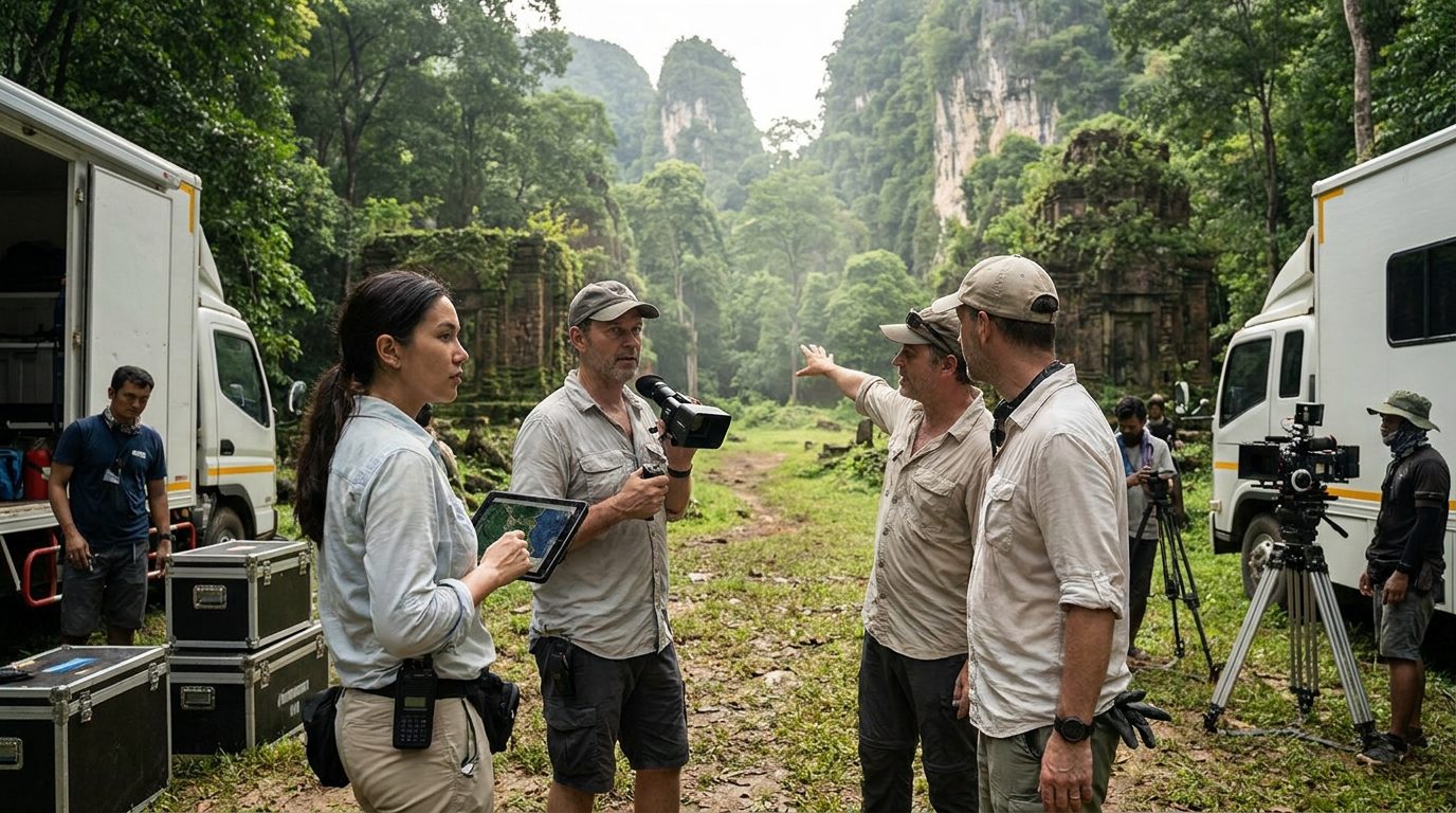 Local crew on set in Thailand